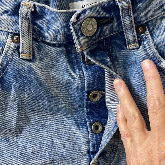 Moussy Vintage button fly Distressed Denim Jean Skirt Japanese made Size XS 26 - Picture 4 of 6